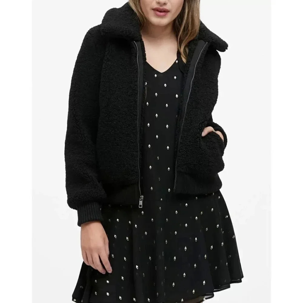 Banana Republic Sherpa  Bomber Jacket Black Color